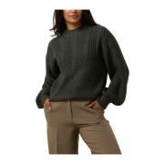 Stella Cable Knit Pullover Groen Object , Green , Dames