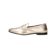 Gouden Leren Loafers met Cut Out Band Tommy Hilfiger , Yellow , Dames