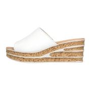 Witte leren slipper met kurken zool Gabor , White , Dames