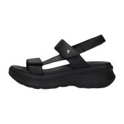 Zwarte Leren Sandalen met Klittenbandsluiting Panama Jack , Black , Da...