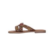 Bruine Kralen Kruisband Slippers Lazamani , Brown , Dames