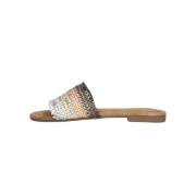 Metallic Leren Slippers 33.484 Lazamani , Multicolor , Dames