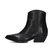 Sienna Carson Zwarte Leren Enkellaarsjes Via Vai , Black , Dames