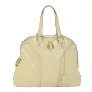 Pre-owned Leather handbags Yves Saint Laurent Vintage , Beige , Dames