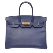 Pre-owned Leather totes Hermès Vintage , Blue , Dames