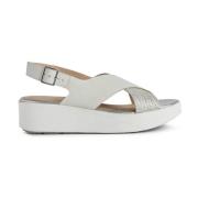 Witte platte sandalen voor vrouwen Geox , White , Dames