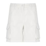 Witte Katoenen Shorts met Zakken K-Way , White , Dames