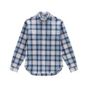 Casual Katoenen Overhemden voor Heren Woolrich , Blue , Heren