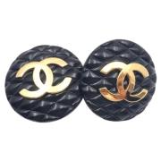 Pre-owned Metal earrings Chanel Vintage , Black , Dames