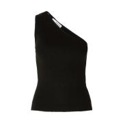 Lura Lurex One Shoulder Gebreide Top - Zwart Lurex Selected Femme , Bl...