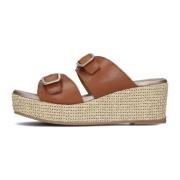 Bruine Plateau Slipper met Gouden Accenten Unisa , Brown , Dames