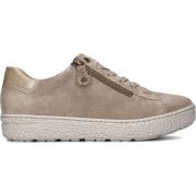 Beige Sneakers met Metallic Detail Hartjes , Beige , Dames