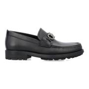 Zwarte leren loafer met Gancini Salvatore Ferragamo , Black , Heren