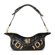 Blaze clutch in krokodillenprint leer Balmain , Black , Dames