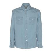 Denim Overhemd Upgrade voor Mannen Brunello Cucinelli , Blue , Heren