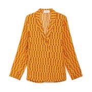 Gedrukte Viscose Crepe Jas Maliparmi , Orange , Dames