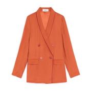 Satin jasje met sjaalkraag Maliparmi , Orange , Dames