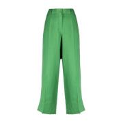 Groene Linnen Cropped Broek Max Mara , Green , Dames