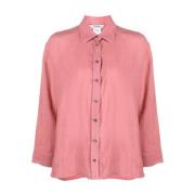 Flamingo Pink Linen Shirt Max Mara , Red , Dames