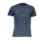 Stijlvol Logo Print Katoenen T-shirt La Martina , Blue , Heren