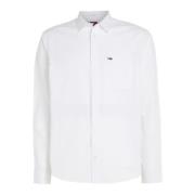 Witte Katoenen Linnen Overhemd Lange Mouw Tommy Jeans , White , Heren