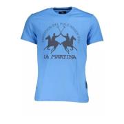Blauw Logo Print Katoenen T-Shirt La Martina , Blue , Heren