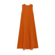 V-hals Linnen Jurk Maliparmi , Orange , Dames