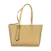 Beige leren schoudertas met logo Coccinelle , Beige , Dames