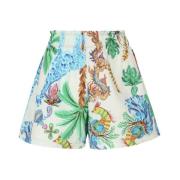 Exotische Print Wijde Hoge Taille Shorts Mariuccia Milano , Multicolor...