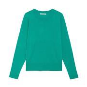 Katoen-zijde Sweater met Geperforeerd Detail Maliparmi , Green , Dames