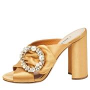 Pre-owned Satin sandals Miu Miu Pre-owned , Brown , Dames