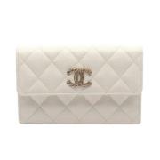 Pre-owned Leather wallets Chanel Vintage , White , Dames