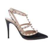 Zwarte Leren Rockstud Hakken Valentino Garavani , Black , Dames