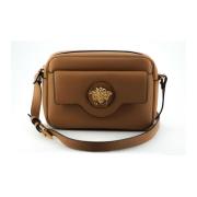 Bruin Leren Camera Schoudertas Versace , Brown , Dames