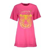 Roze Logo Print Katoenen T-Shirt Cavalli Class , Pink , Dames