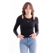 Milano Longsleeve Dubbellaag Top Calvin Klein Jeans , Black , Dames