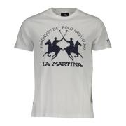 Witte T-shirt met print en logo La Martina , White , Heren
