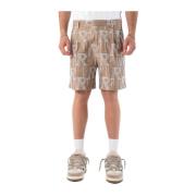 Katoenen Bermuda Shorts met Geborduurd Logo Represent , Beige , Heren