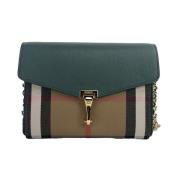 Groene Check Leren Crossbody Tas Burberry , Multicolor , Dames