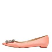 Pre-owned Satin flats Manolo Blahnik Pre-owned , Pink , Dames