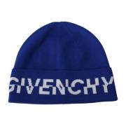 Logo Beanie Muts Givenchy , Blue , Heren