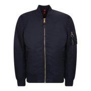 Slim Fit Bomberjack met Vlaglabel Alpha Industries , Blue , Heren