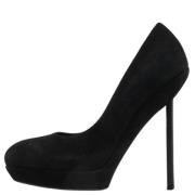 Pre-owned Suede heels Yves Saint Laurent Vintage , Black , Dames