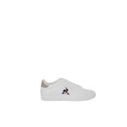 Witte Leren Veterschoenen Rubberen Zool le coq sportif , White , Heren