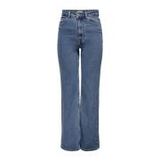 Blauwe Plain Zip Button Jeans Vrouwen Only , Blue , Dames
