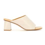 Stijlvolle Leren Slide met Ronde Neus Fabio Rusconi , Beige , Dames