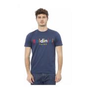 Blauw Katoenen T-Shirt met Frontprint Baldinini , Blue , Heren