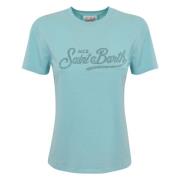 Dames Geborduurd T-shirt Korte Mouw MC2 Saint Barth , Blue , Dames