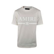 Beige Ronde Kraag Wit Logo T-shirt Amiri , Beige , Heren