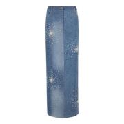 Geborduurde Denim Midi Rok DES Phemmes , Blue , Dames